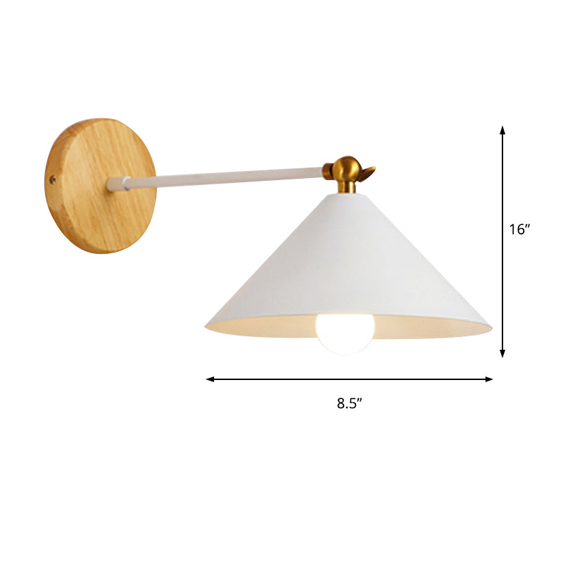 Rotatable White Pyramid Wall Lighting 1 Head Nordic Modern Metallic Sconce Light for Bedroom Clearhalo 'Cast Iron' 'Glass' 'Industrial' 'Modern wall lights' 'Modern' 'Tiffany' 'Traditional wall lights' 'Wall Lamps & Sconces' 'Wall Lights' Lighting' 144991