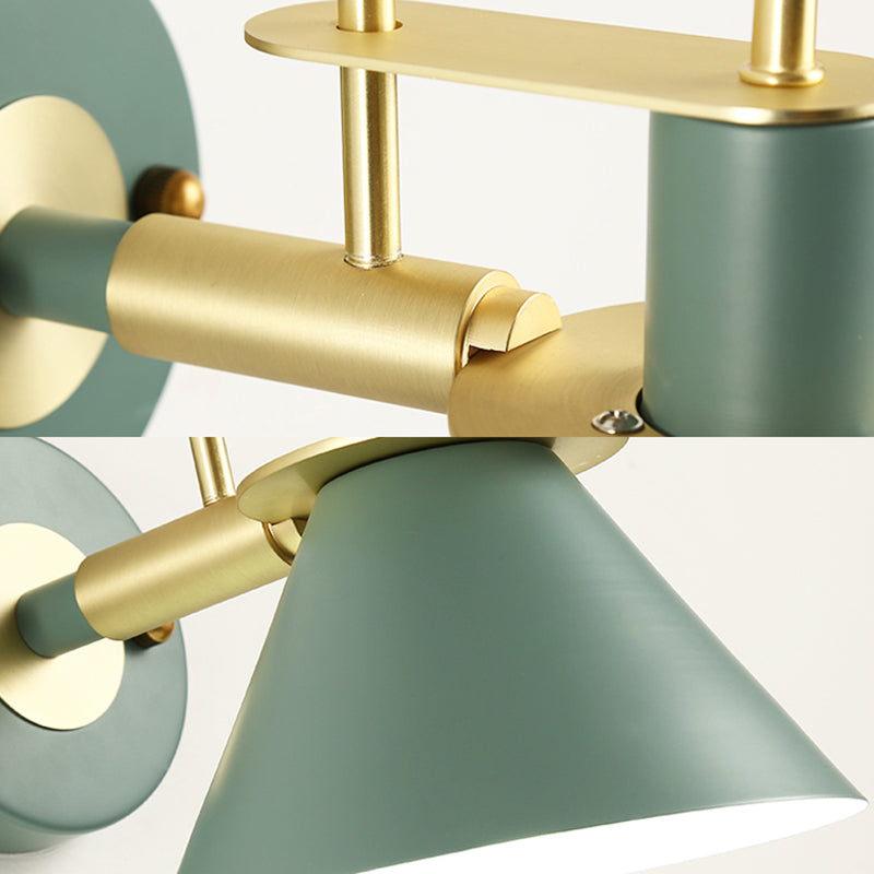 Nordic Pyramid Shade Wall Light Metallic One Light Sconce Light for Study Room Bedroom Clearhalo 'Cast Iron' 'Glass' 'Industrial' 'Modern wall lights' 'Modern' 'Tiffany' 'Traditional wall lights' 'Wall Lamps & Sconces' 'Wall Lights' Lighting' 145001