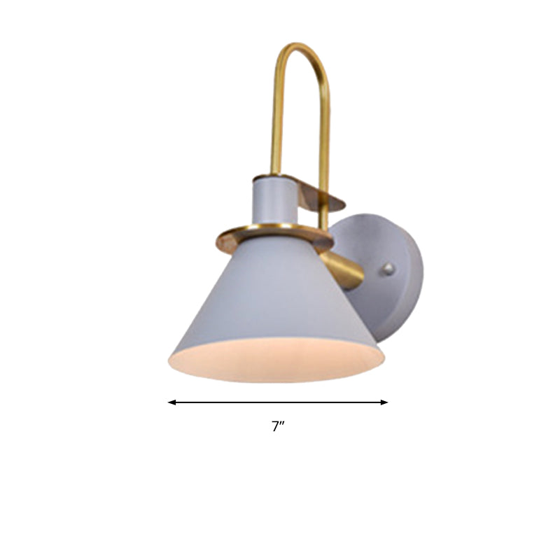 Nordic Pyramid Shade Wall Light Metallic One Light Sconce Light for Study Room Bedroom Clearhalo 'Cast Iron' 'Glass' 'Industrial' 'Modern wall lights' 'Modern' 'Tiffany' 'Traditional wall lights' 'Wall Lamps & Sconces' 'Wall Lights' Lighting' 145008