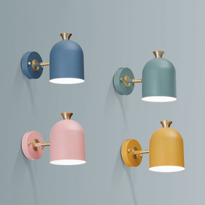 Macaron Cup Shade Wall Light Aluminum 1 Light Candy Colored Sconce Lamp for Dining Room Clearhalo 'Cast Iron' 'Glass' 'Industrial' 'Modern wall lights' 'Modern' 'Tiffany' 'Traditional wall lights' 'Wall Lamps & Sconces' 'Wall Lights' Lighting' 145022
