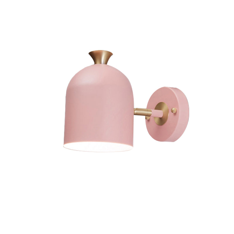 Macaron Cup Shade Wall Light Aluminum 1 Light Candy Colored Sconce Lamp for Dining Room Clearhalo 'Cast Iron' 'Glass' 'Industrial' 'Modern wall lights' 'Modern' 'Tiffany' 'Traditional wall lights' 'Wall Lamps & Sconces' 'Wall Lights' Lighting' 145024