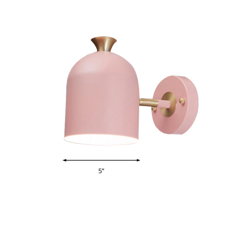 Macaron Cup Shade Wall Light Aluminum 1 Light Candy Colored Sconce Lamp for Dining Room Clearhalo 'Cast Iron' 'Glass' 'Industrial' 'Modern wall lights' 'Modern' 'Tiffany' 'Traditional wall lights' 'Wall Lamps & Sconces' 'Wall Lights' Lighting' 145025