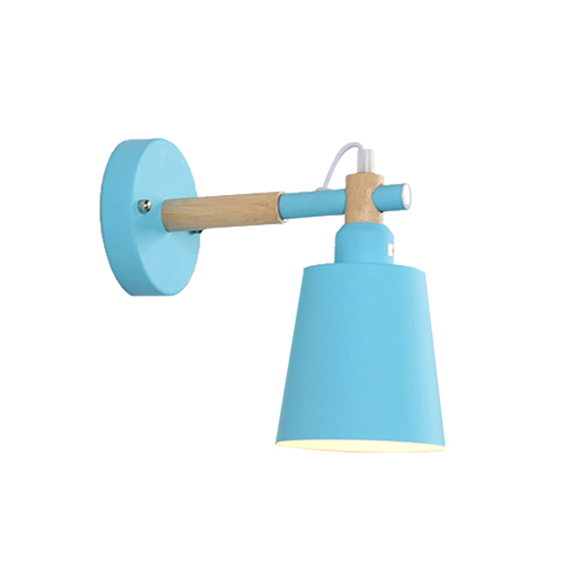 Candy Colored Bucket Sconce Light Angle Adjustable 1 Light Macaron Metal Sconce Lamp for Shop Clearhalo 'Cast Iron' 'Glass' 'Industrial' 'Modern wall lights' 'Modern' 'Tiffany' 'Traditional wall lights' 'Wall Lamps & Sconces' 'Wall Lights' Lighting' 145035