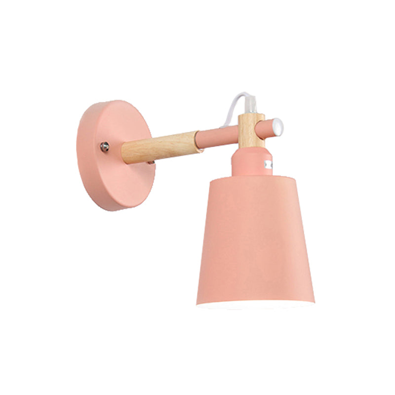 Candy Colored Bucket Sconce Light Angle Adjustable 1 Light Macaron Metal Sconce Lamp for Shop Clearhalo 'Cast Iron' 'Glass' 'Industrial' 'Modern wall lights' 'Modern' 'Tiffany' 'Traditional wall lights' 'Wall Lamps & Sconces' 'Wall Lights' Lighting' 145040