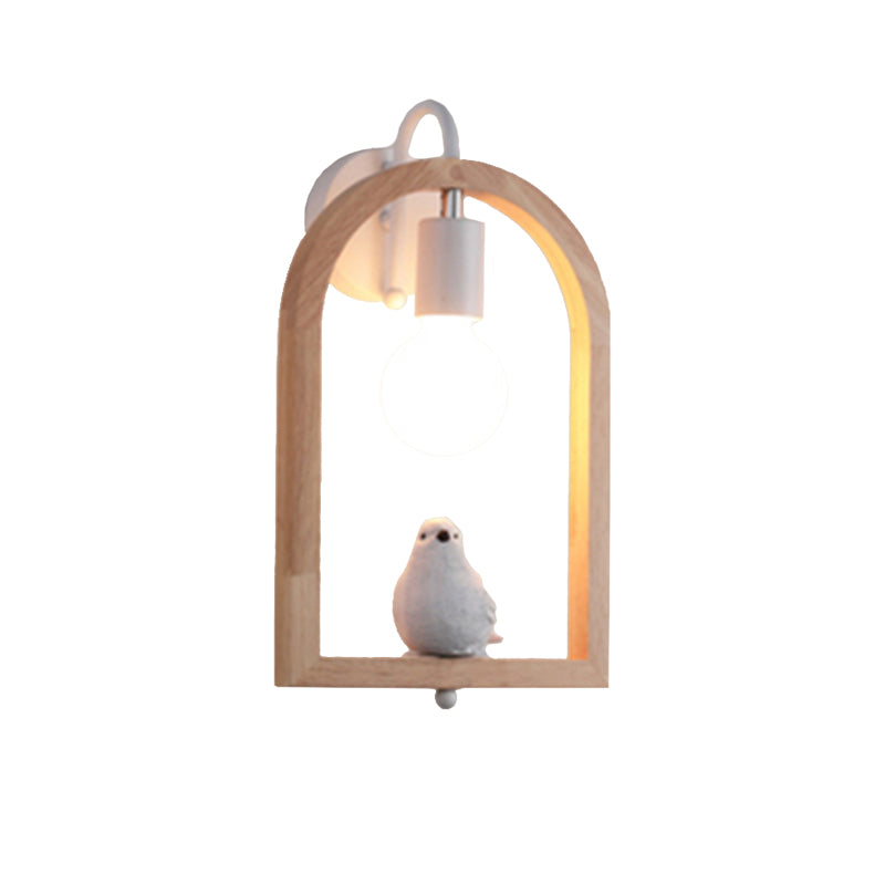 Wooden Arched Shelf Wall Light with Lovely Deco Boutique 1 Light Modern Sconce Lamp in Beige Clearhalo 'Modern wall lights' 'Modern' 'Wall Lamps & Sconces' 'Wall Lights' Lighting' 145049