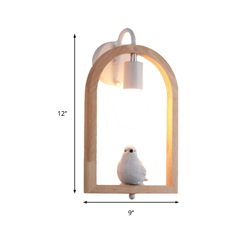 Wooden Arched Shelf Wall Light with Lovely Deco Boutique 1 Light Modern Sconce Lamp in Beige Clearhalo 'Modern wall lights' 'Modern' 'Wall Lamps & Sconces' 'Wall Lights' Lighting' 145050