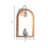 Wooden Arched Shelf Wall Light with Lovely Deco Boutique 1 Light Modern Sconce Lamp in Beige Clearhalo 'Modern wall lights' 'Modern' 'Wall Lamps & Sconces' 'Wall Lights' Lighting' 145050