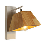 Trapezoid Shade Balcony Bedroom Sconce Light Rotatable Wood Modern Wall Lamp in Beige Clearhalo 'Modern wall lights' 'Modern' 'Wall Lamps & Sconces' 'Wall Lights' Lighting' 145054