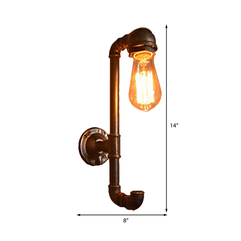 1 Head Wall Light Fixture with Water Pipe Metal Shade Industrial Style Corridor Wall Lamp in Bronze Clearhalo 'Art deco wall lights' 'Cast Iron' 'Glass' 'Industrial wall lights' 'Industrial' 'Middle century wall lights' 'Modern' 'Rustic wall lights' 'Tiffany' 'Traditional wall lights' 'Wall Lamps & Sconces' 'Wall Lights' Lighting' 145072