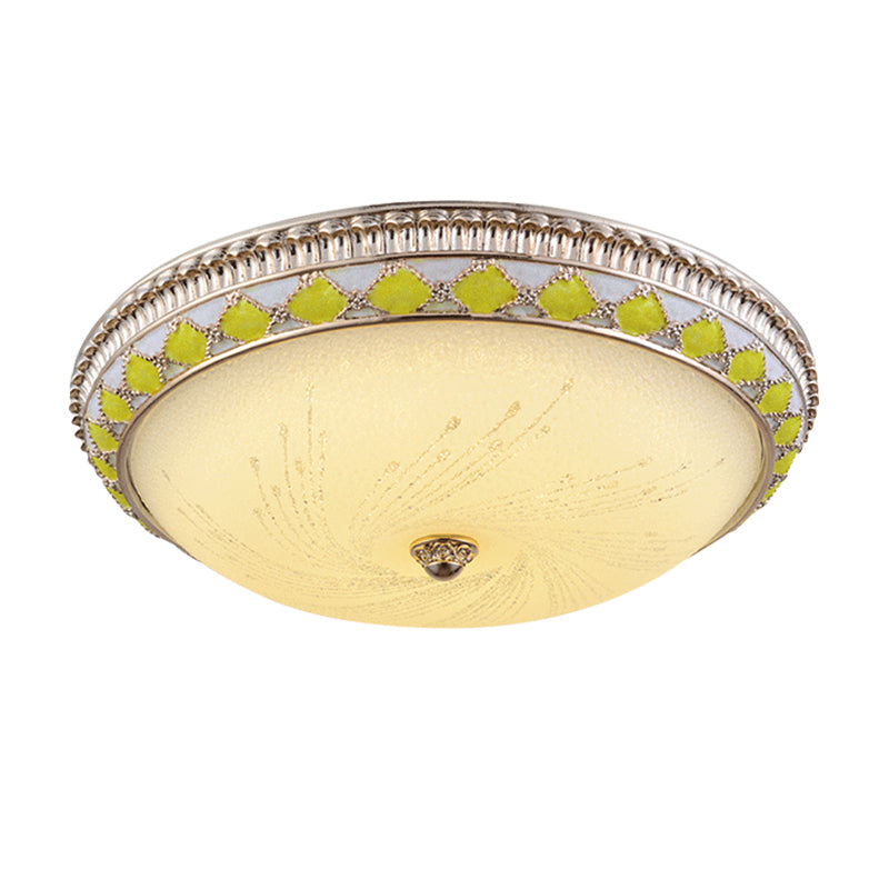 Frosted Glass Round Ceiling Flush Farmhouse Drawing Room LED Flush Mount Lighting in Gold, 12"/16"/19.5" Width Clearhalo 'Ceiling Lights' 'Close To Ceiling Lights' 'Close to ceiling' 'Flush mount' Lighting' 1450756