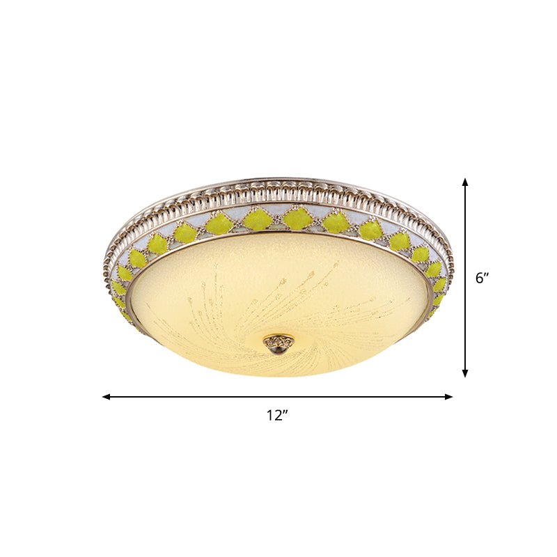 Frosted Glass Round Ceiling Flush Farmhouse Drawing Room LED Flush Mount Lighting in Gold, 12"/16"/19.5" Width Clearhalo 'Ceiling Lights' 'Close To Ceiling Lights' 'Close to ceiling' 'Flush mount' Lighting' 1450758