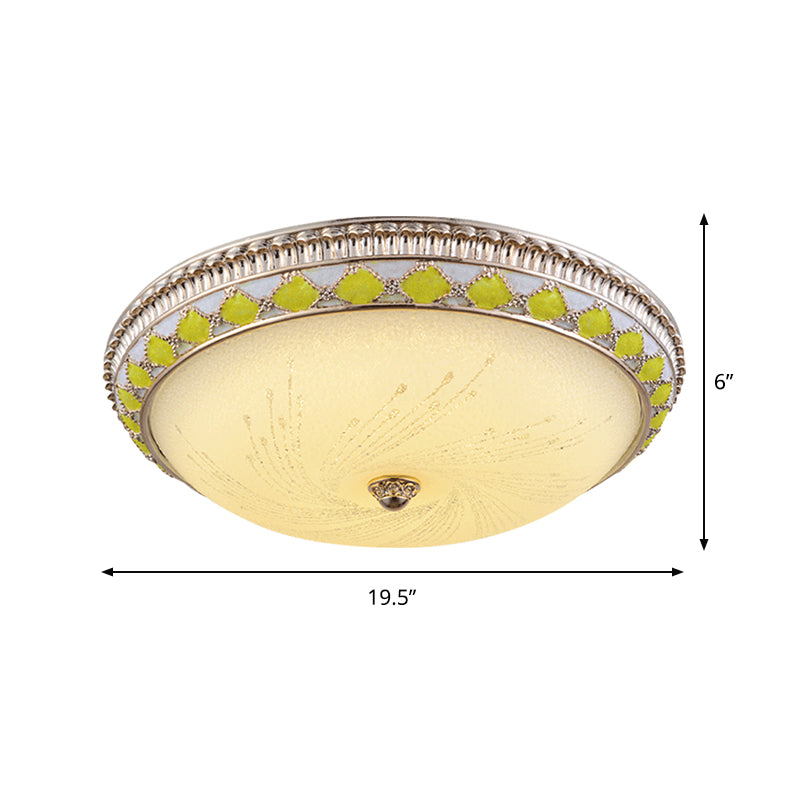 Frosted Glass Round Ceiling Flush Farmhouse Drawing Room LED Flush Mount Lighting in Gold, 12"/16"/19.5" Width Clearhalo 'Ceiling Lights' 'Close To Ceiling Lights' 'Close to ceiling' 'Flush mount' Lighting' 1450760