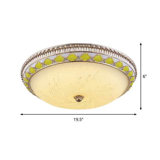 Frosted Glass Round Ceiling Flush Farmhouse Drawing Room LED Flush Mount Lighting in Gold, 12"/16"/19.5" Width Clearhalo 'Ceiling Lights' 'Close To Ceiling Lights' 'Close to ceiling' 'Flush mount' Lighting' 1450760