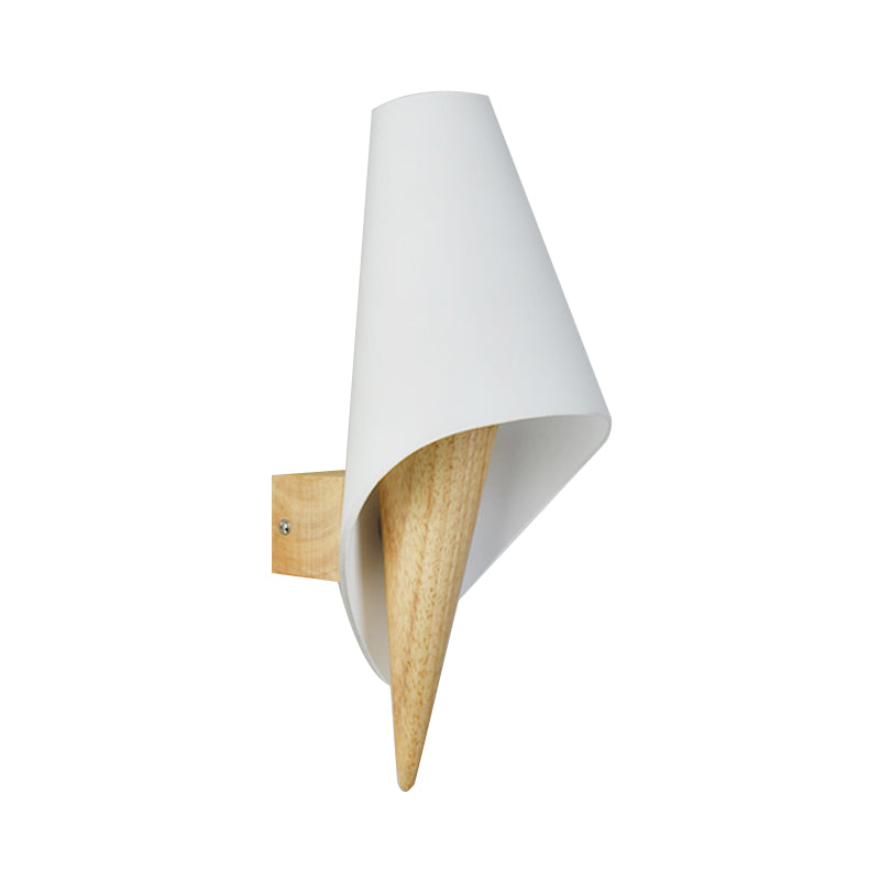 Glass Sweet Cone Wall Light Living Room 1 Light Contemporary Wall Sconce in White & Beige Clearhalo 'Modern wall lights' 'Modern' 'Wall Lamps & Sconces' 'Wall Lights' Lighting' 145081