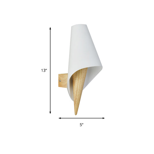 Glass Sweet Cone Wall Light Living Room 1 Light Contemporary Wall Sconce in White & Beige Clearhalo 'Modern wall lights' 'Modern' 'Wall Lamps & Sconces' 'Wall Lights' Lighting' 145082