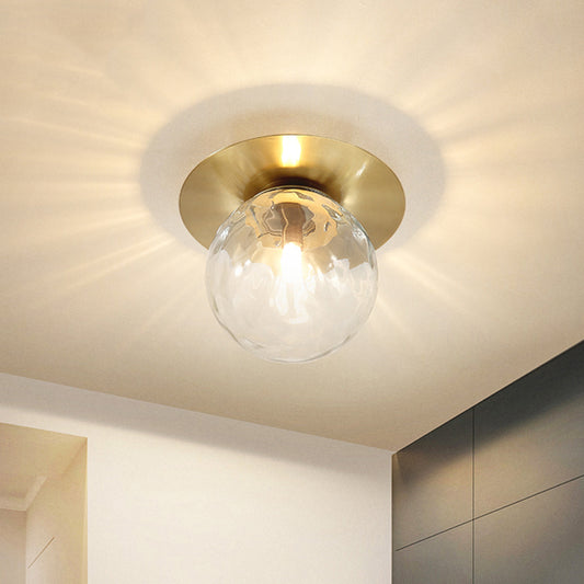 Mini LED Flush Light Simplicity Foyer Ceiling Flush Mount with Ball Clear Glass Shade in Gold Gold Clearhalo 'Ceiling Lights' 'Close To Ceiling Lights' 'Close to ceiling' 'Flush mount' Lighting' 1450954