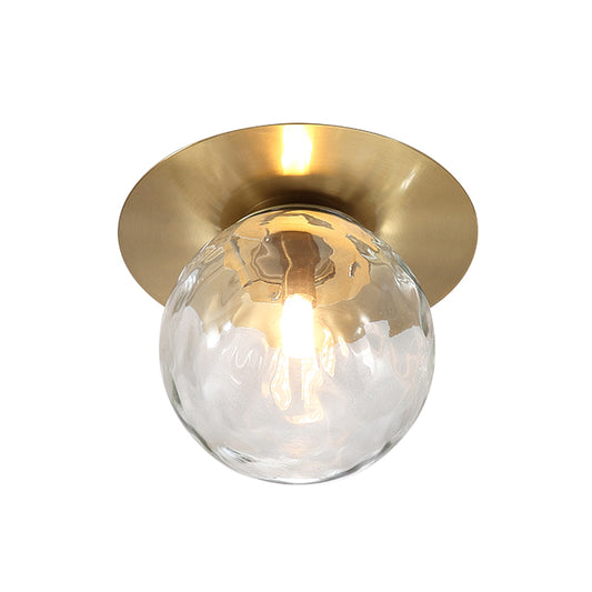 Mini LED Flush Light Simplicity Foyer Ceiling Flush Mount with Ball Clear Glass Shade in Gold Clearhalo 'Ceiling Lights' 'Close To Ceiling Lights' 'Close to ceiling' 'Flush mount' Lighting' 1450957