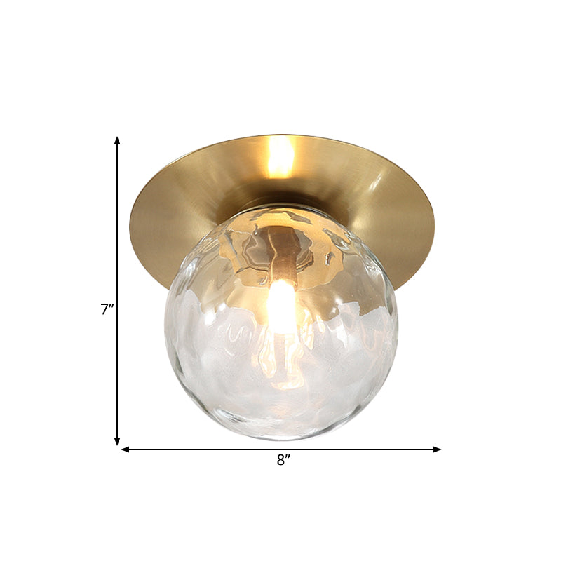 Mini LED Flush Light Simplicity Foyer Ceiling Flush Mount with Ball Clear Glass Shade in Gold Clearhalo 'Ceiling Lights' 'Close To Ceiling Lights' 'Close to ceiling' 'Flush mount' Lighting' 1450958