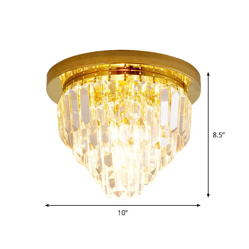 1/3/4-Bulb Flush Mount Lamp Modern Dome/Cone/Tapered Shape Clear Crystal Ceiling Light for Corridor Clearhalo 'Ceiling Lights' 'Close To Ceiling Lights' 'Close to ceiling' 'Flush mount' Lighting' 1451098