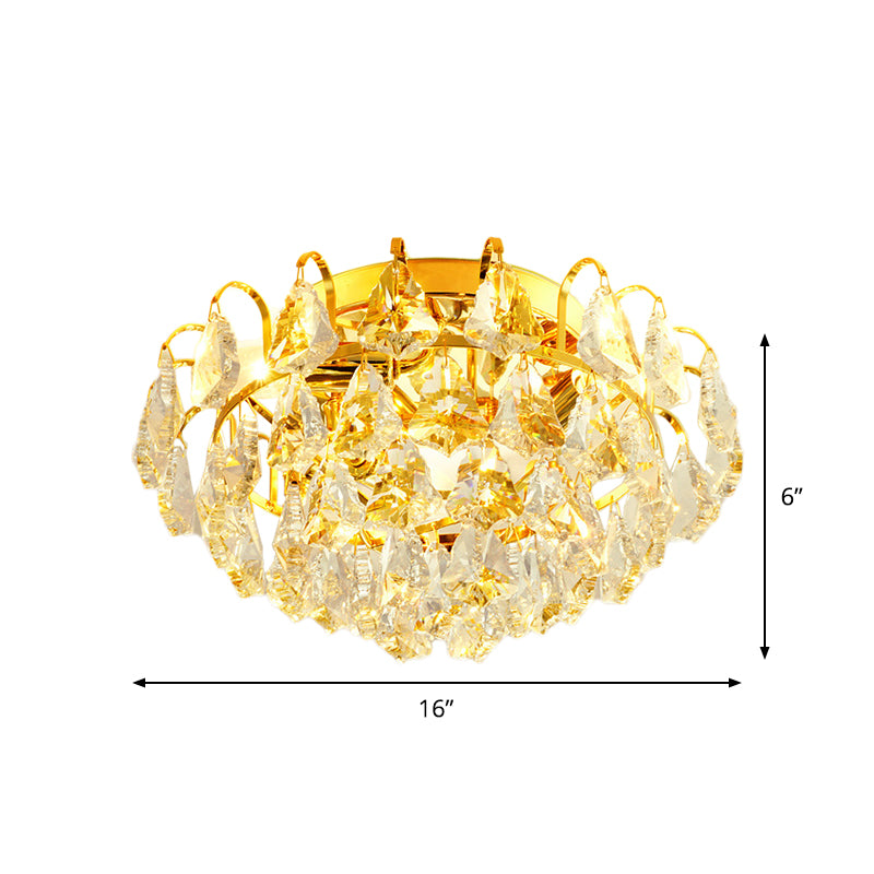 1/3/4-Bulb Flush Mount Lamp Modern Dome/Cone/Tapered Shape Clear Crystal Ceiling Light for Corridor Clearhalo 'Ceiling Lights' 'Close To Ceiling Lights' 'Close to ceiling' 'Flush mount' Lighting' 1451108