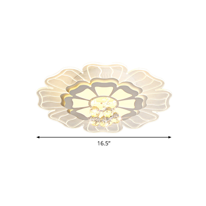 Crystal Blossom LED Flush Mount Modern Style Living Room Flush Ceiling Light Fixture in White, 16.5"/20.5"/24.5" Wide Clearhalo 'Ceiling Lights' 'Close To Ceiling Lights' 'Close to ceiling' 'Flush mount' Lighting' 1451112