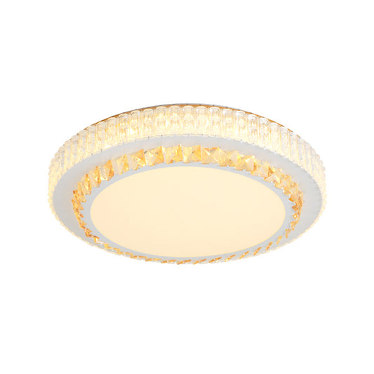 Round LED Flush Mount Ceiling Light Simple White Inlaid Crystal Flushmount in Warm/White Light for Bedroom Clearhalo 'Ceiling Lights' 'Close To Ceiling Lights' 'Close to ceiling' 'Flush mount' Lighting' 1451128