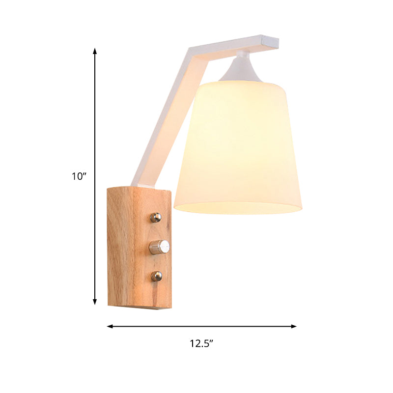 Bucket Shade Stair Corridor Wall Lamp Opal Glass 1 Head Contemporary Sconce Light Clearhalo 'Modern wall lights' 'Modern' 'Wall Lamps & Sconces' 'Wall Lights' Lighting' 145117