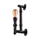 Bronze Finish Exposed Wall Sconce Industrial Wrought Iron 1-Light Indoor Wall Lighting with Water Pipe Clearhalo 'Art deco wall lights' 'Cast Iron' 'Glass' 'Industrial wall lights' 'Industrial' 'Middle century wall lights' 'Modern' 'Rustic wall lights' 'Tiffany' 'Traditional wall lights' 'Wall Lamps & Sconces' 'Wall Lights' Lighting' 145121