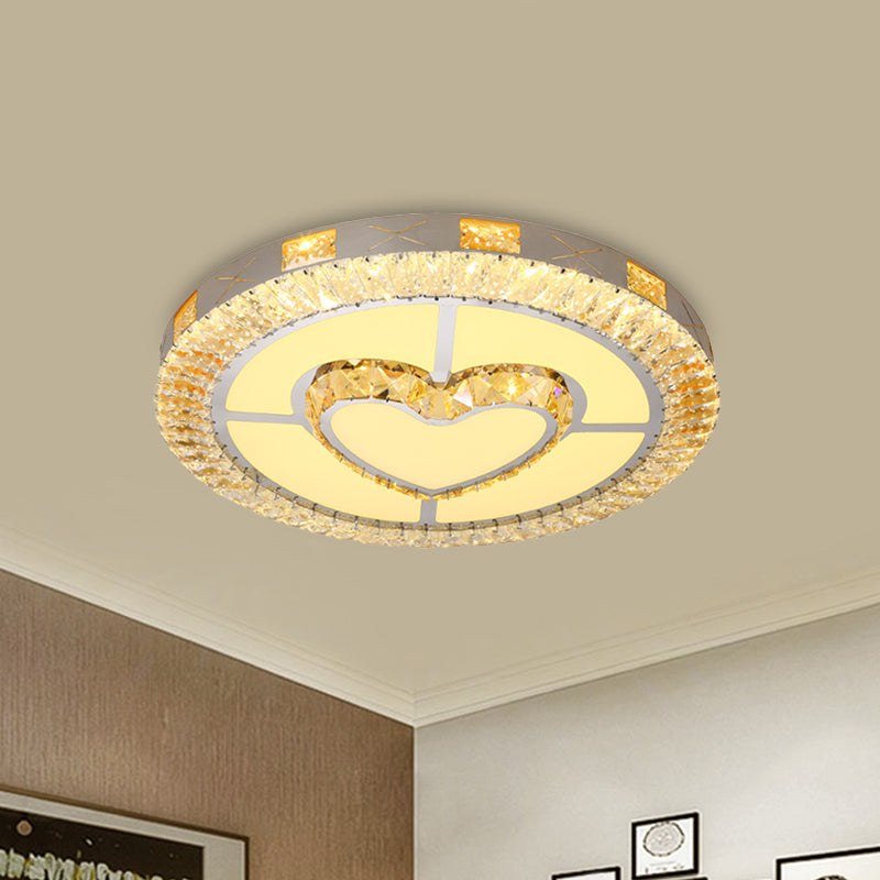 Clear Inlaid Crystal LED Ceiling Light Modern Chrome Diamond/Flower/Star Bedroom Flush-Mount Light Fixture Clear Loving Heart Clearhalo 'Ceiling Lights' 'Close To Ceiling Lights' 'Close to ceiling' 'Flush mount' Lighting' 1451357