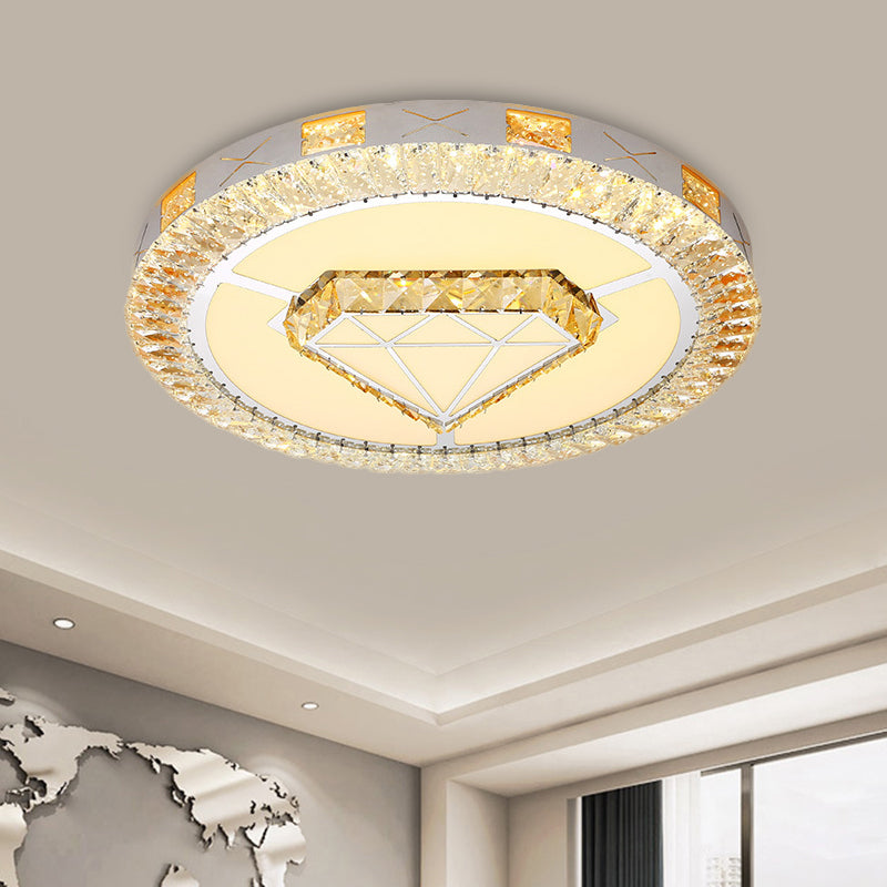 Clear Inlaid Crystal LED Ceiling Light Modern Chrome Diamond/Flower/Star Bedroom Flush-Mount Light Fixture Clear Diamond Clearhalo 'Ceiling Lights' 'Close To Ceiling Lights' 'Close to ceiling' 'Flush mount' Lighting' 1451366