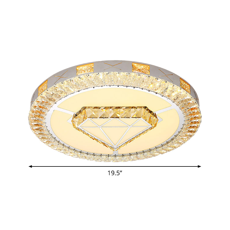 Clear Inlaid Crystal LED Ceiling Light Modern Chrome Diamond/Flower/Star Bedroom Flush-Mount Light Fixture Clearhalo 'Ceiling Lights' 'Close To Ceiling Lights' 'Close to ceiling' 'Flush mount' Lighting' 1451370