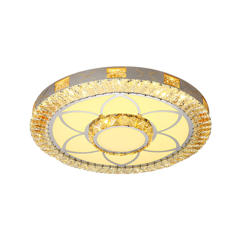 Clear Inlaid Crystal LED Ceiling Light Modern Chrome Diamond/Flower/Star Bedroom Flush-Mount Light Fixture Clearhalo 'Ceiling Lights' 'Close To Ceiling Lights' 'Close to ceiling' 'Flush mount' Lighting' 1451373