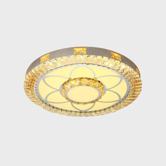 Clear Inlaid Crystal LED Ceiling Light Modern Chrome Diamond/Flower/Star Bedroom Flush-Mount Light Fixture Clearhalo 'Ceiling Lights' 'Close To Ceiling Lights' 'Close to ceiling' 'Flush mount' Lighting' 1451374