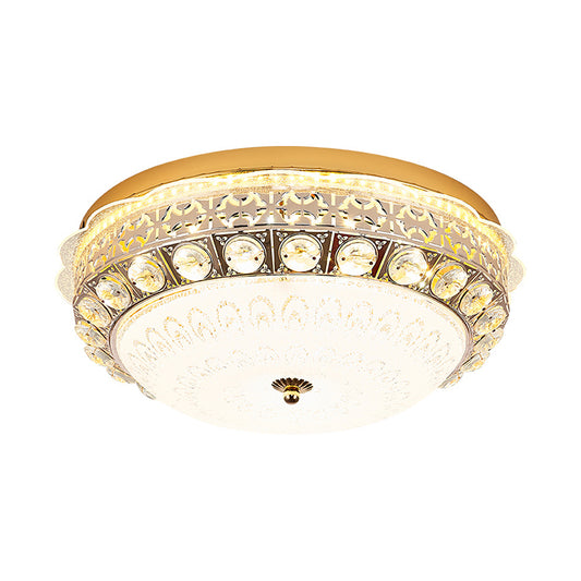 Crystal Bowl Flush Ceiling Light Classic Bedroom 16"/19.5" Wide LED Flush Mount Light Fixture in White Clearhalo 'Ceiling Lights' 'Close To Ceiling Lights' 'Close to ceiling' 'Flush mount' Lighting' 1451403