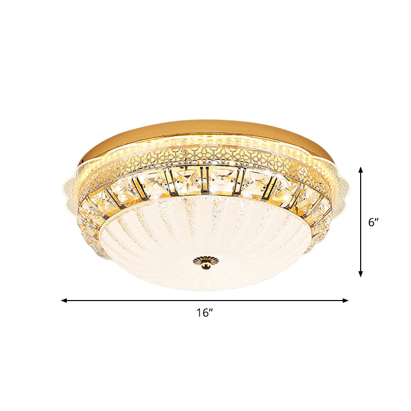 Crystal Bowl Flush Ceiling Light Classic Bedroom 16"/19.5" Wide LED Flush Mount Light Fixture in White Clearhalo 'Ceiling Lights' 'Close To Ceiling Lights' 'Close to ceiling' 'Flush mount' Lighting' 1451417