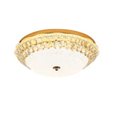 16"/19.5" W Bowl LED Flush Mount Lighting Simple White Glass Ceiling Fixture with Crystal Accent Clearhalo 'Ceiling Lights' 'Close To Ceiling Lights' 'Close to ceiling' 'Flush mount' Lighting' 1451429