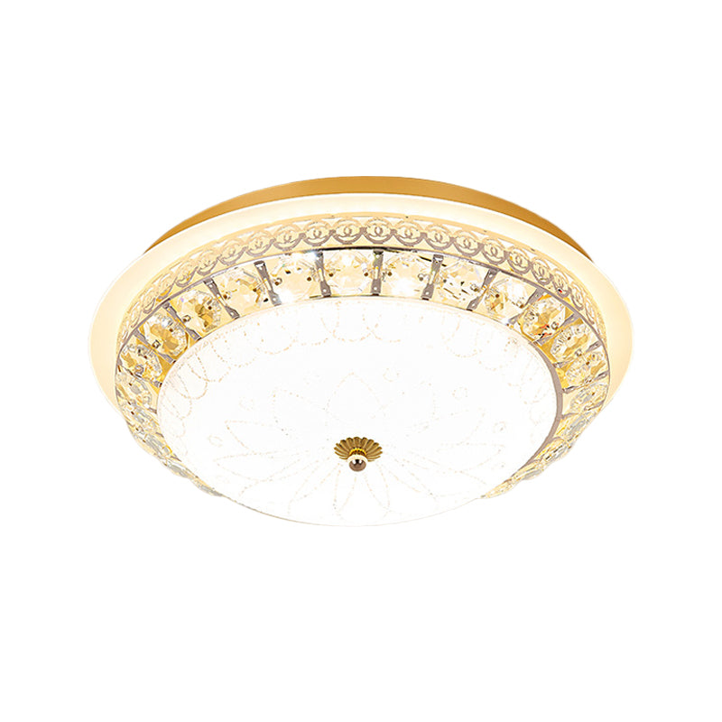 Simple Bowl Shaped Ceiling Lamp Crystal 16"/19.5" Wide LED Flush Mount Recessed Lighting in Gold Clearhalo 'Ceiling Lights' 'Close To Ceiling Lights' 'Close to ceiling' 'Flush mount' Lighting' 1451446