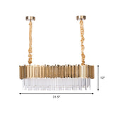 Post-Modern Oblong Island Lamp 6/8-Light Crystal Rods Pendant Lighting in Gold, 23.5"/31.5" Wide Clearhalo 'Ceiling Lights' 'Island Lights' Lighting' 1451544