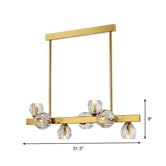 Gold Branch Design Island Lighting Postmodern Crystal Ball 7-Light Dining Room Ceiling Pendant Clearhalo 'Ceiling Lights' 'Island Lights' Lighting' 1451557