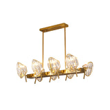 Clear Crystal Shield Pendant Lighting Postmodern 8 Bulbs Kitchen Island Light in Gold Clearhalo 'Ceiling Lights' 'Island Lights' Lighting' 1451564