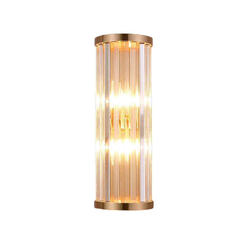 2-Bulb Elongated Round/Square Sconce Minimalist Clear Crystal Living Room Wall Lighting Fixture Clearhalo 'Modern wall lights' 'Modern' 'Wall Lamps & Sconces' 'Wall Lights' Lighting' 1451589