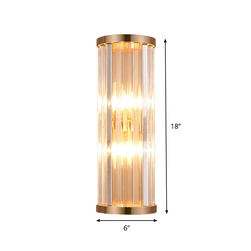 2-Bulb Elongated Round/Square Sconce Minimalist Clear Crystal Living Room Wall Lighting Fixture Clearhalo 'Modern wall lights' 'Modern' 'Wall Lamps & Sconces' 'Wall Lights' Lighting' 1451590