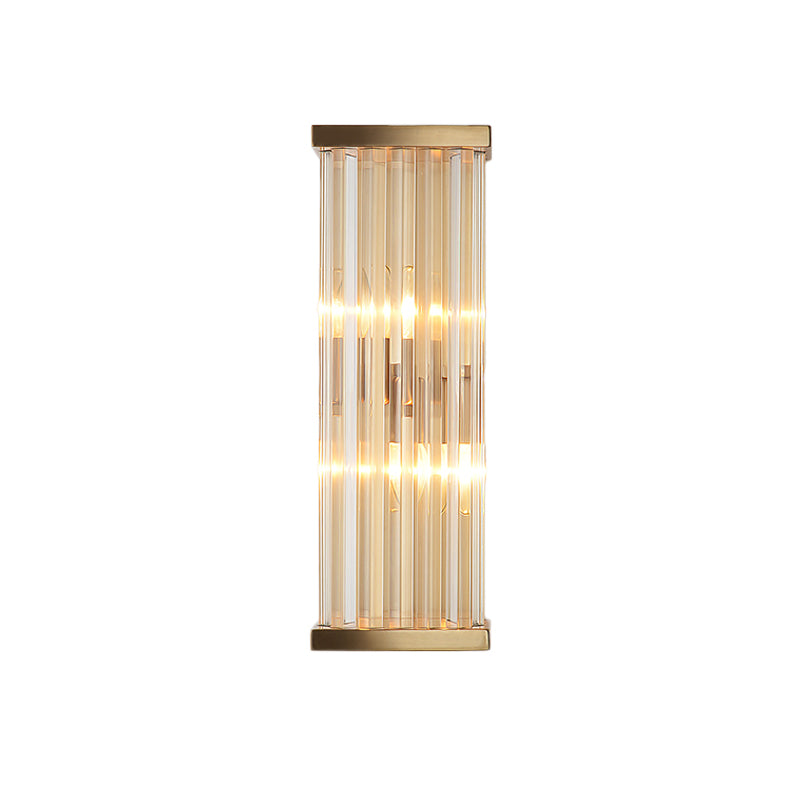 2-Bulb Elongated Round/Square Sconce Minimalist Clear Crystal Living Room Wall Lighting Fixture Clearhalo 'Modern wall lights' 'Modern' 'Wall Lamps & Sconces' 'Wall Lights' Lighting' 1451593