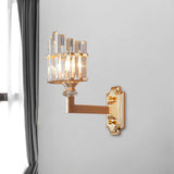 Single Wall Light Postmodern Curved Clear Tri-Sided Crystal Rod Wall Mounted Lamp in Gold Clear Clearhalo 'Modern wall lights' 'Modern' 'Wall Lamps & Sconces' 'Wall Lights' Lighting' 1451608