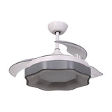 19" W Grey Floral Pendant Fan Lamp Modernist Acrylic 3 Blades LED Semi Flush Chandelier Clearhalo 'Ceiling Fans with Lights' 'Ceiling Fans' 'Modern Ceiling Fans' 'Modern' Lighting' 1451669