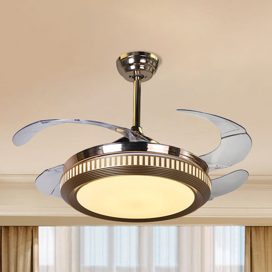 Circular Ceiling Fan Lighting Modernist Metallic LED Silver Semi Flush Mount with 4 Clear Blades, 16.5" Width Silver Clearhalo 'Ceiling Fans with Lights' 'Ceiling Fans' 'Modern Ceiling Fans' 'Modern' Lighting' 1451707