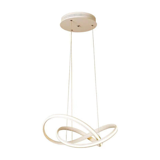 Metal Crossing Ring Down Lighting Minimalism Coffee/White LED Ceiling Chandelier in Warm/White Light Clearhalo 'Ceiling Lights' 'Chandeliers' 'Modern Chandeliers' 'Modern' Lighting' 1451754