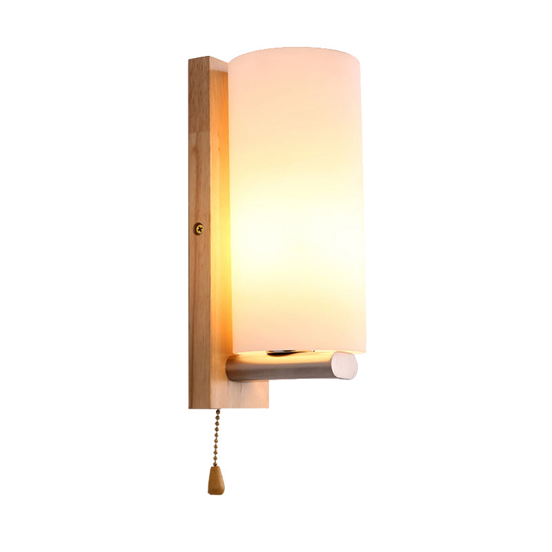 Simple Tube Shape Sconce Lighting Opal Glass 1 Bulb White Finish Wall Lamp for Bedroom Cafe Clearhalo 'Modern wall lights' 'Modern' 'Wall Lamps & Sconces' 'Wall Lights' Lighting' 145176