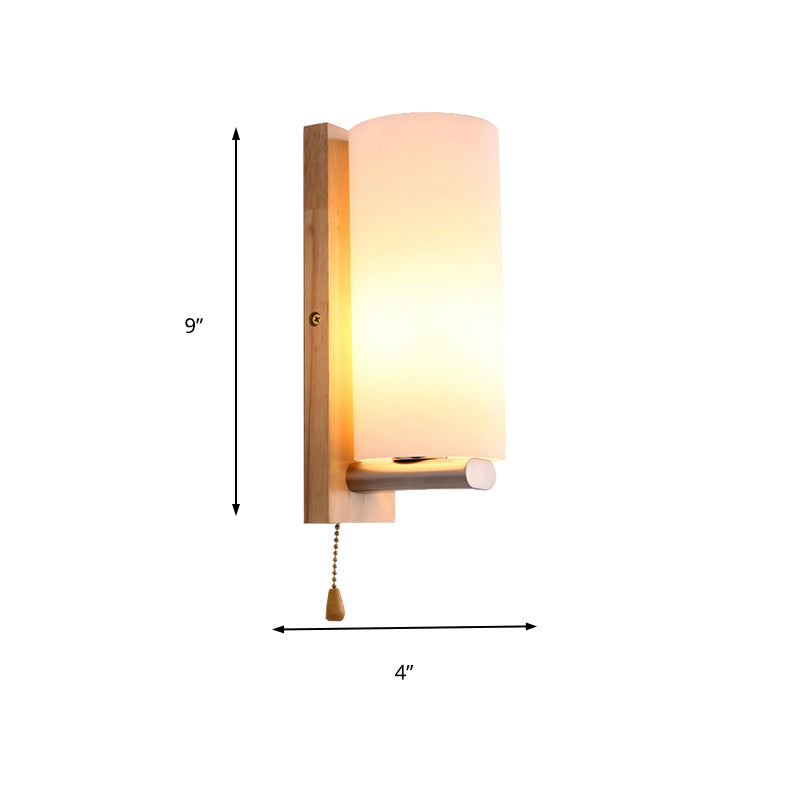 Simple Tube Shape Sconce Lighting Opal Glass 1 Bulb White Finish Wall Lamp for Bedroom Cafe Clearhalo 'Modern wall lights' 'Modern' 'Wall Lamps & Sconces' 'Wall Lights' Lighting' 145177