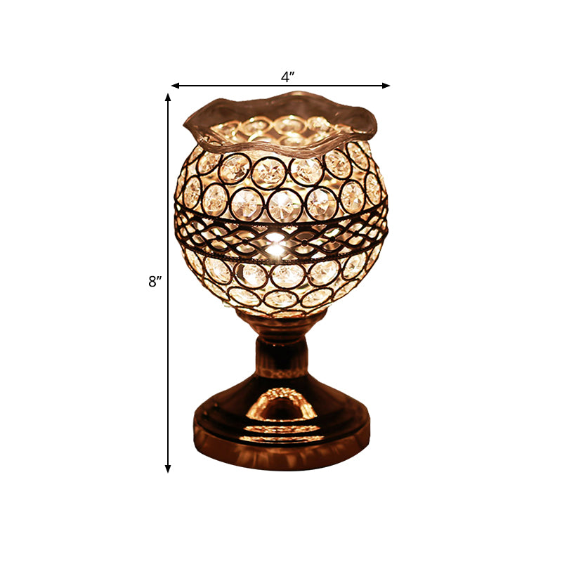 Cylinder/Round/Square Night Table Light Modernism Crystal Encrusted Single Bulb Gold Nightstand Lamp Clearhalo 'Lamps' 'Table Lamps' Lighting' 1451868